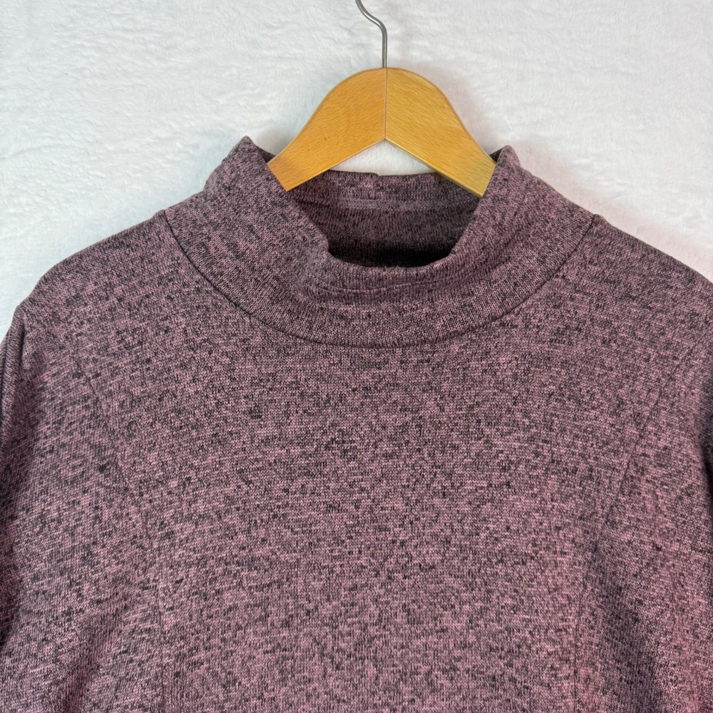RBX Women's Mock Neck Long Sleeve Heathered Pullover Top L/G Mauve - Picture 7 of 10